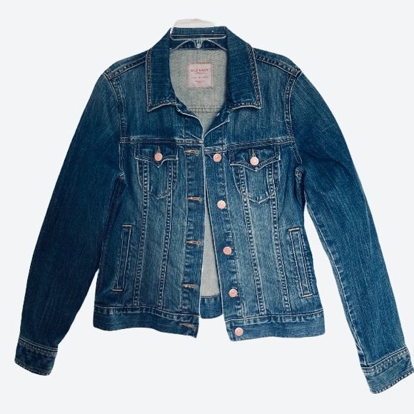 OLD NAVY Trucker Denim Jacket Button Down Blue Womens Medium - Picture 1 of 14